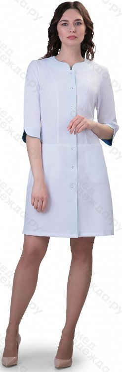 Халат женский №214 (тк.ТиСи) DoctorBIG, белый/голубой (0/5) Халат женский №214 (тк.ТиСи) DoctorBIG, белый/голубой (0/5)