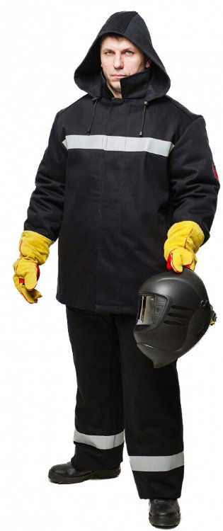 Костюм сварщика зимний WORKER 3 кл.защиты (тк.100% хб,500) КСв 126W, черный