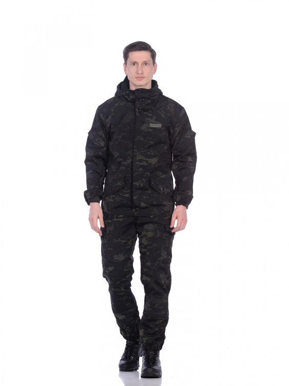 Костюм демисезонный Горка-3 (тк.Смесовая РипСтоп)брюки HUNTSMAN, КМФ черный мультикам Костюм демисезонный Горка-3 (тк.Смесовая РипСтоп)брюки HUNTSMAN, КМФ черный мультикам